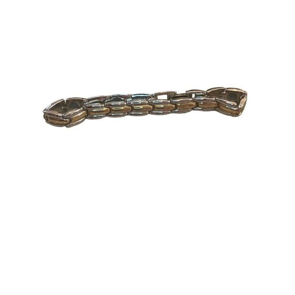 Faux Silver and Gold Bracelet Anklet Vintage 70s 80s Jewelry Pendant - Picture 3 of 7